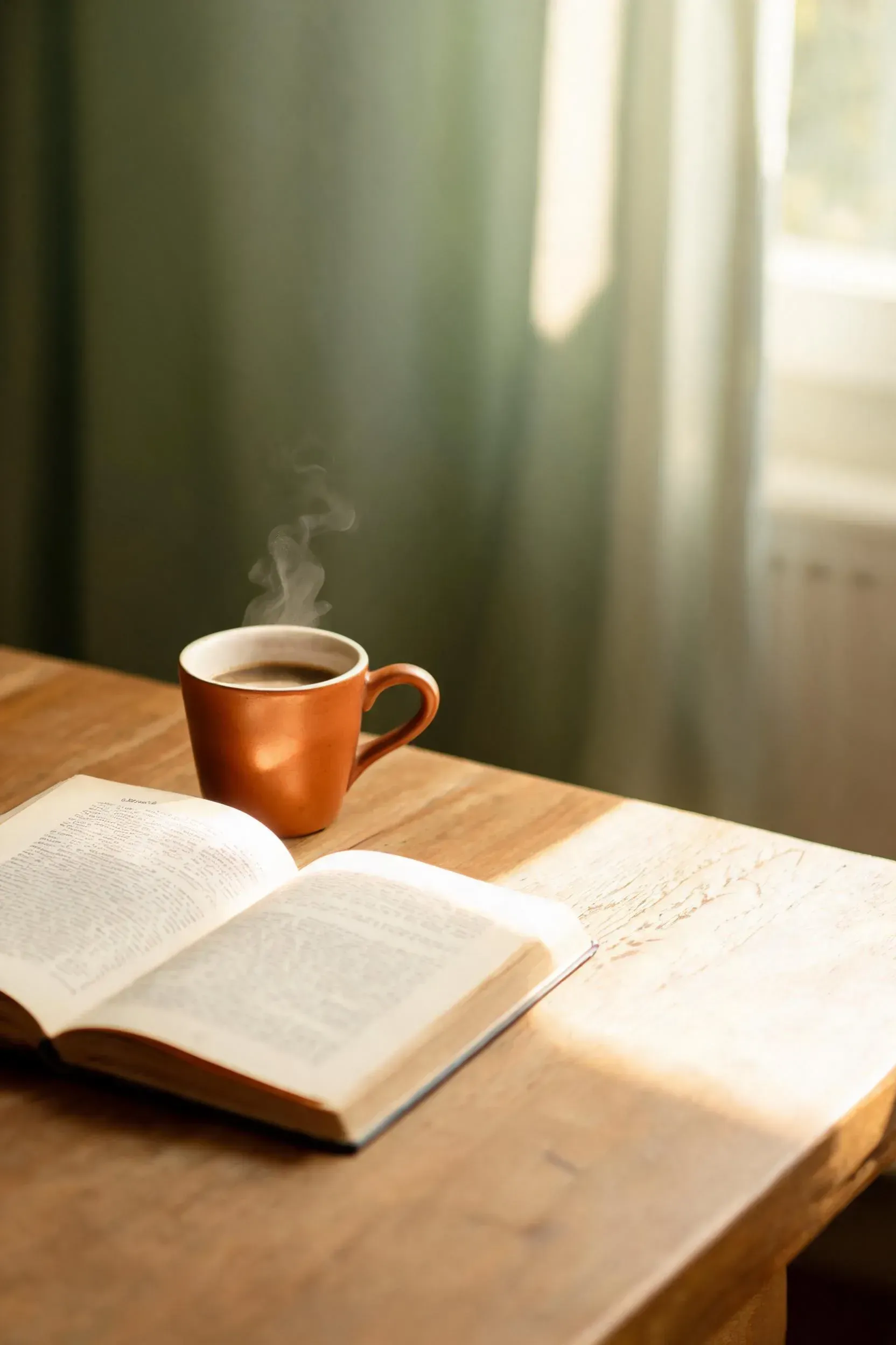 A warm, open book resting beside a cup of coffee, symbolizing a judgment-free sex education refresher for adults.